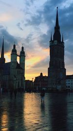 View of buildings against sky during sunset