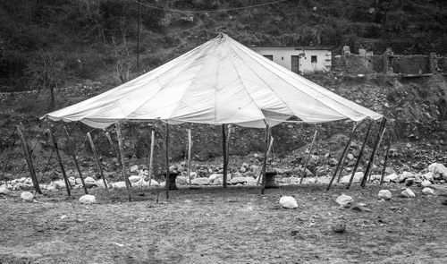 Tent on field