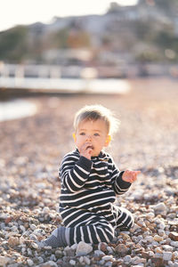 Portrait of cute boy outdoors