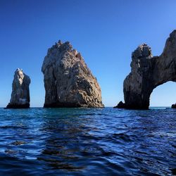 Scenic view of sea against clear sky