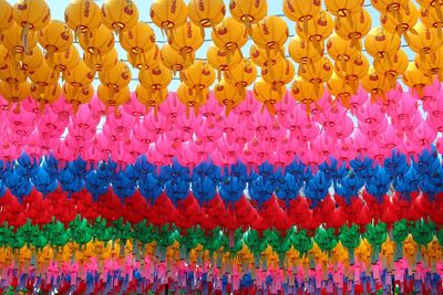 Full frame shot of multi colored lanterns