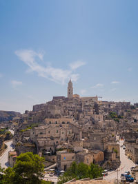 The panorama of the beautiful city of matera, italy.