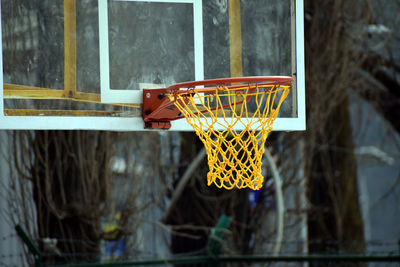 Low angle view of basketball hoop