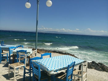 View of sea against blue sky