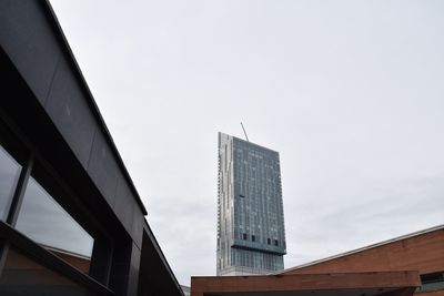 Low angle view of modern buildings against sky