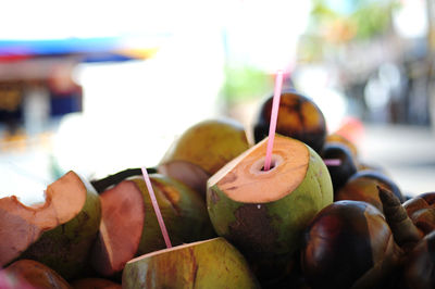 Close-up of coconut water