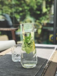 Close-up of drink in glass on table