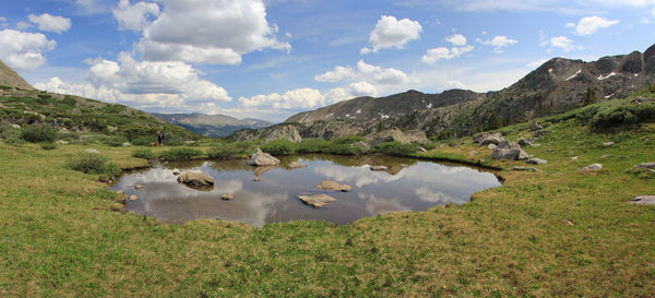 Scenic view of lake against sky