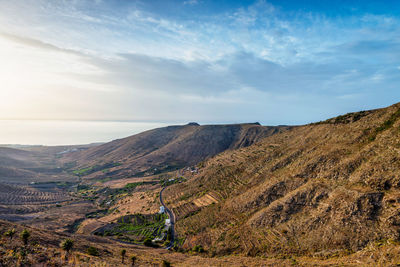 Scenic view of landscape against cloudy sky