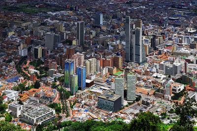 High angle view of buildings in city