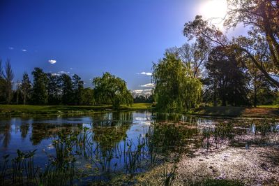 Scenic view of lake against sky