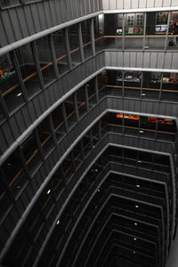 High angle view of empty staircase in building