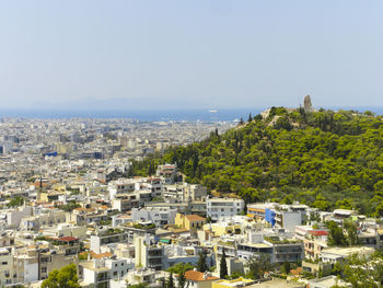 High angle view of cityscape against sky