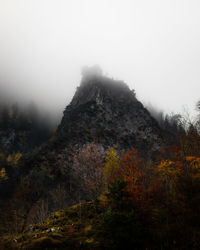 Scenic view of mountains against sky during autumn