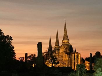 Ancient temple at sunset