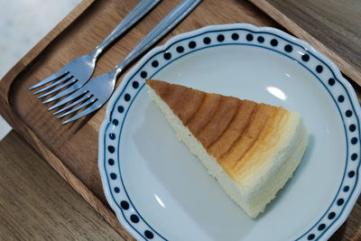 Close-up of cake in plate on table