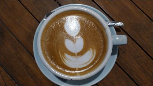 High angle view of coffee on table