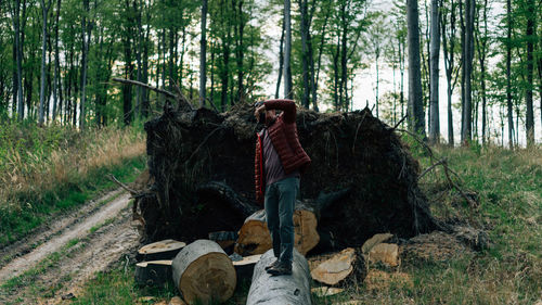 Man in forest