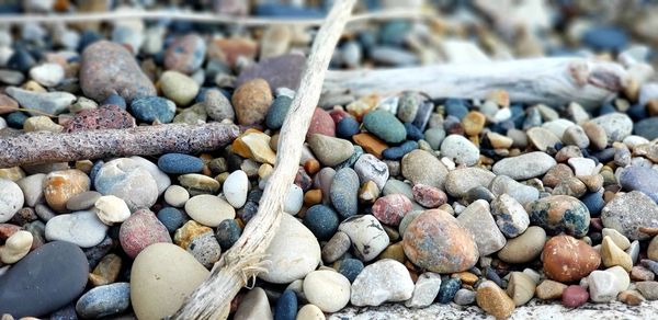 Close-up of stones on pebbles