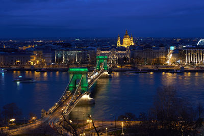 Illuminated city at night