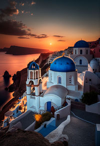 Scenic view of church against sky during sunset