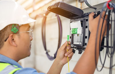 Low angle view of man working