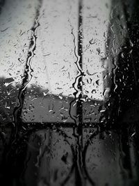 Close-up of water drops on glass