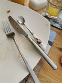 High angle view of food on table