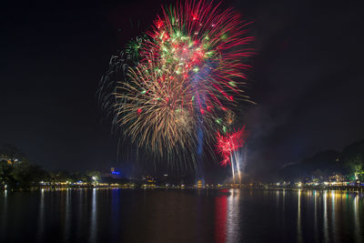 Firework display at night