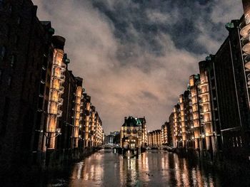 Panoramic view of city at night