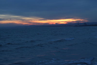 Scenic view of sea against sky at sunset