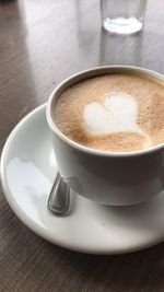 High angle view of coffee on table