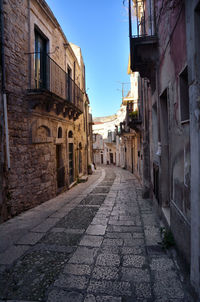 Empty alley amidst buildings in city