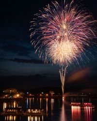 Firework display at night