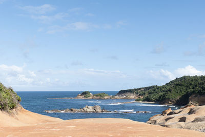 Red rocks at pointe baptiste in calibishie, caribbean island of dominica