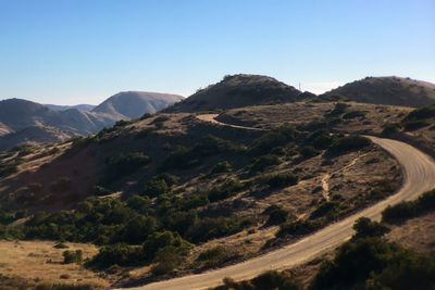 Scenic view of mountains against clear sky