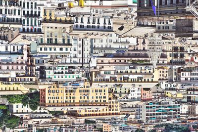 High angle view of buildings in city