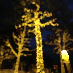 Low angle view of illuminated lamp post at night