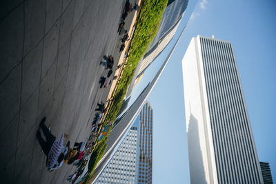 Low angle view of modern buildings against sky