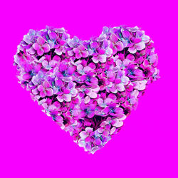 Close-up of pink heart shape against blue background
