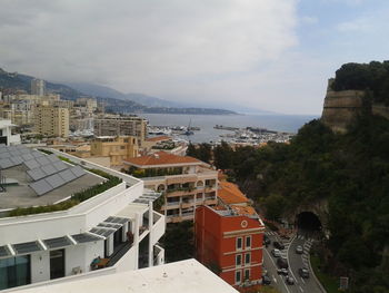 View of residential district against sky