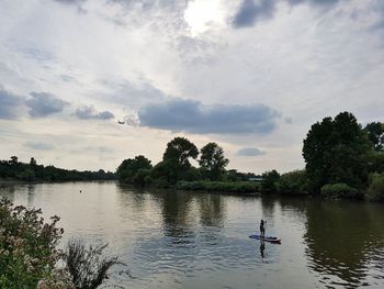 Scenic view of lake against sky