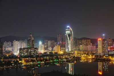 Illuminated city at night