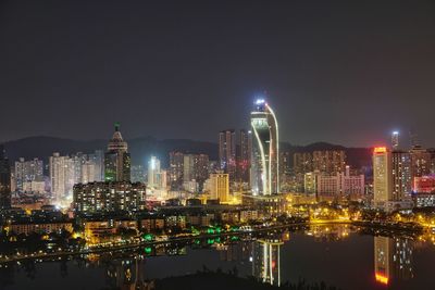 Illuminated city at night