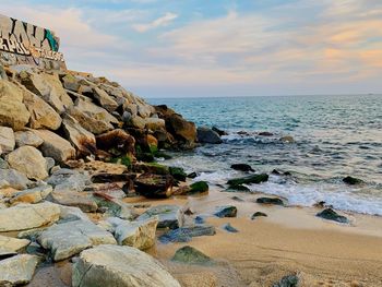 Scenic view of sea against sky during sunset