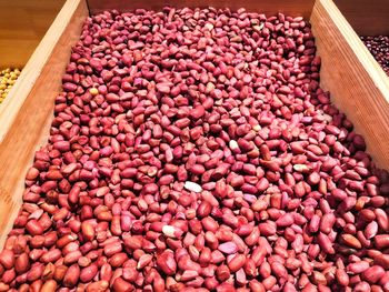 High angle view of strawberries in container