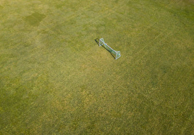 High angle view of golf course on field