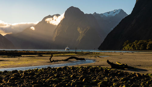 Scenic view of beach against sky