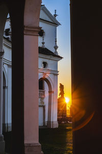 Sunset between the columns. ancient residence of the doge of venice. udine. italy