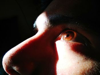 Close-up of eye against black background